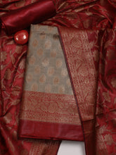 Neck Embroidered Chanderi Unstitched Suit Piece With Dupatta